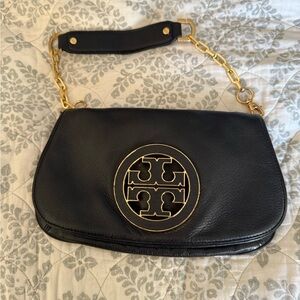 Tory Burch Black and Gold Leather Bag